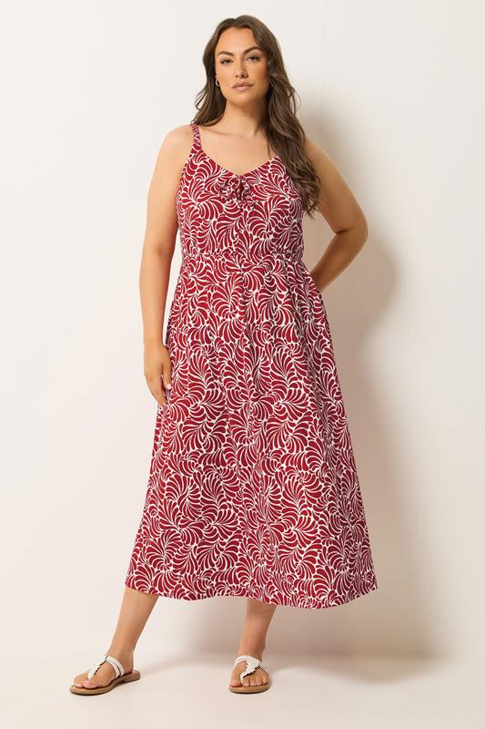  YOURS Curve Red Swirl Keyhole Dress