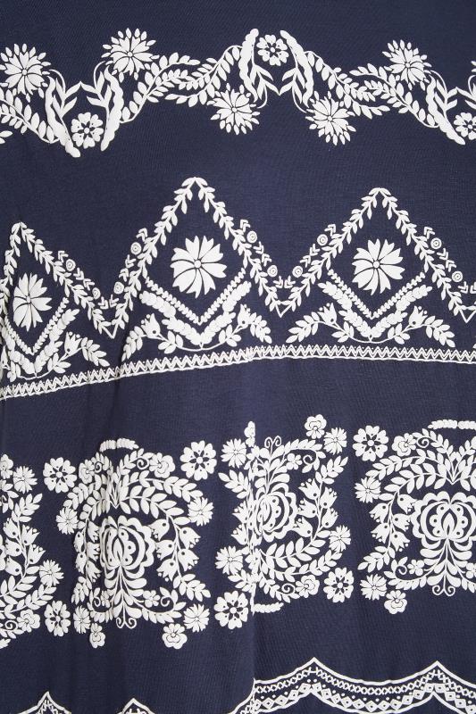 Curve Navy Blue Aztec Detail T-Shirt 5