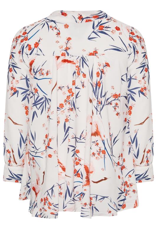 Curve White & Pink Floral Print Swing Shirt | Yours Clothing 7