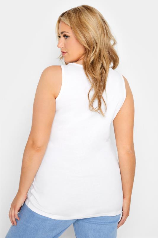 Plus Size White Ribbed Jersey Vest Top | Yours Clothing 3