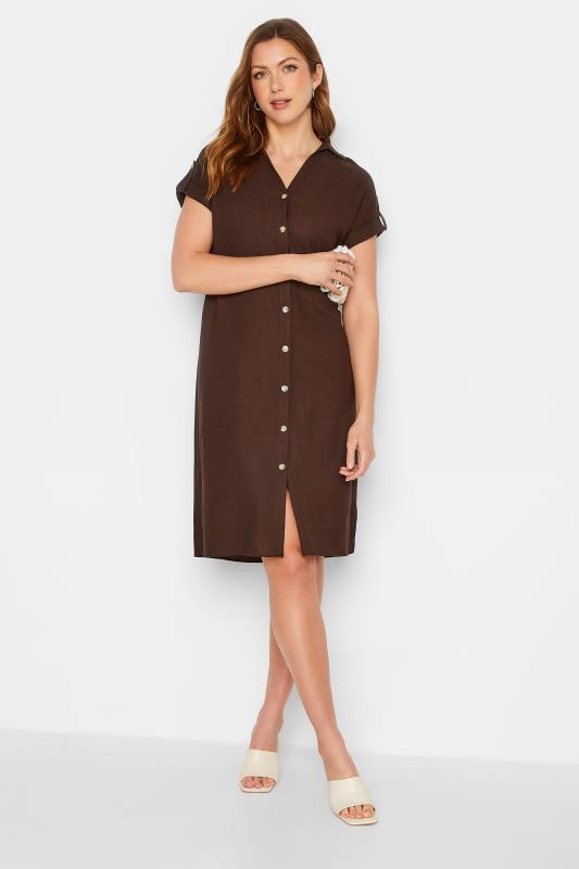 LTS Tall Women's Chocolate Brown Linen Dress | Long Tall Sally 2