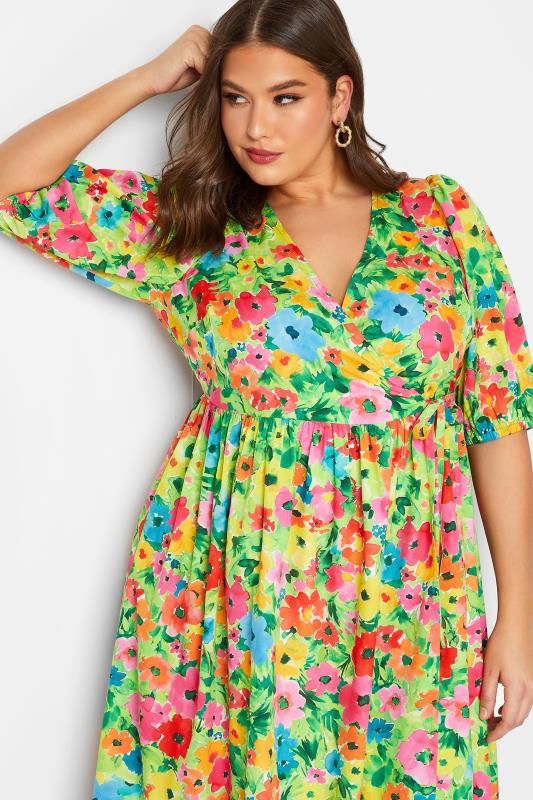 LIMITED COLLECTION Plus Size Curve Green Floral Midaxi Dress | Yours Clothing 5