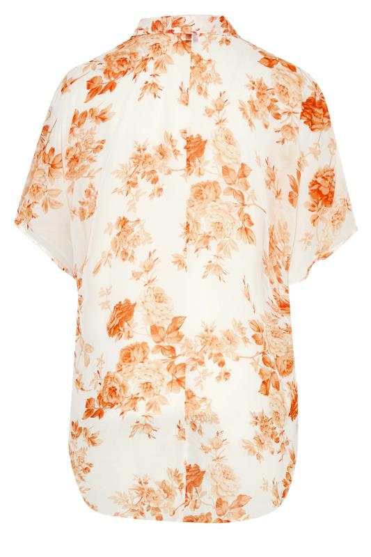 Plus Size Orange Floral Print Batwing Blouse | Yours Clothing  7