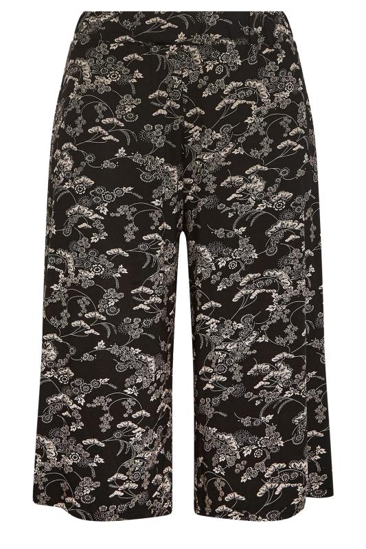 YOURS Curve Black & Cream Floral Print Culottes | Yours Clothing 5