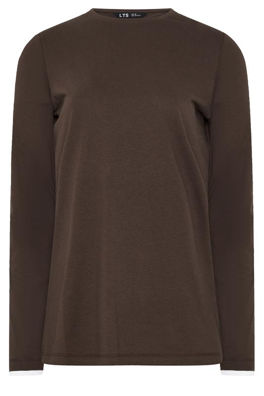 LTS Tall Chocolate Brown Layered Long Sleeve T-Shirt | Long Tall Sally 5