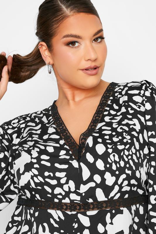 LIMITED COLLECTION Plus Size Black & White Animal Print Lace Blouse | Yours Clothing 4