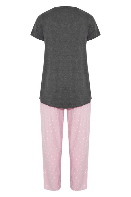 Plus Size Grey 'Need More Sleep' Slogan Pyjama Set 7