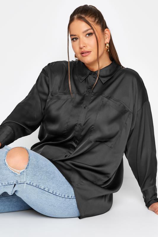 LIMITED COLLECTION Curve Black Satin Shirt 4