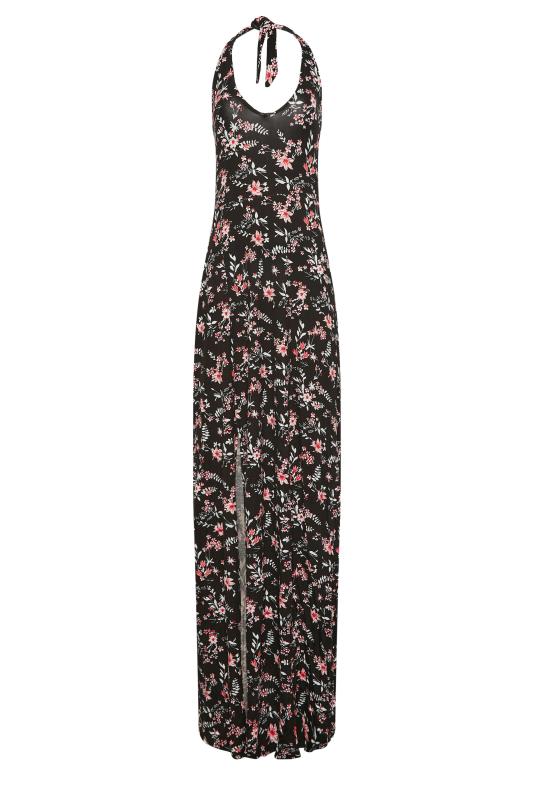 LTS Tall Women's Black Floral Halter Neck Side Split Maxi Dress | Long Tall Sally 6