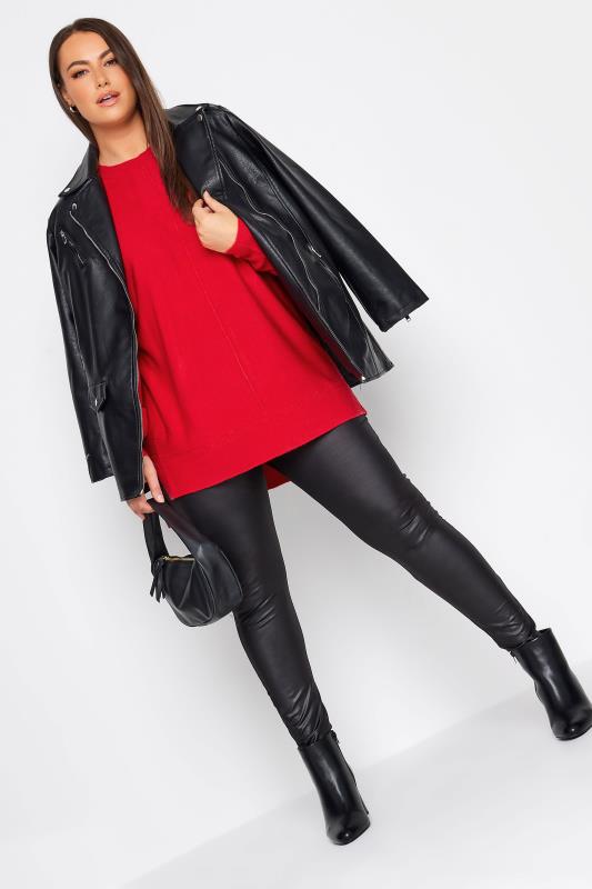 YOURS Plus Size Red Front Seam Detail Jumper | Yours Clothing 2