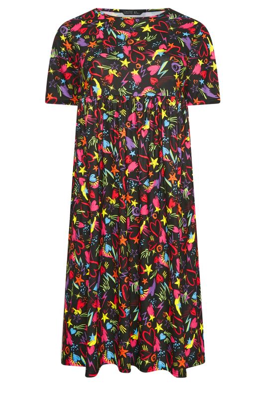 LIMITED COLLECTION Plus Size Black Scribble Print Smock Dress | Yours Clothing 5