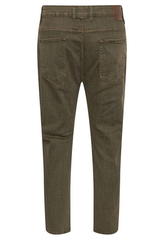 KAM Big & Tall Khaki Green Stretch Jeans | BadRhino 4