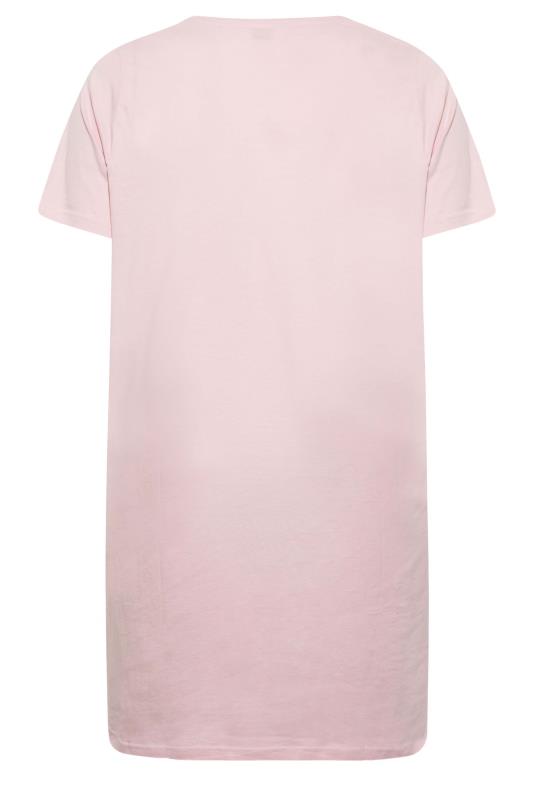 Plus Size Pink 'Duvet Day' Varsity Nightdress | Yours Clothing 6