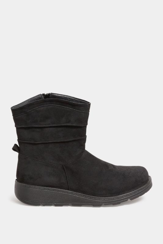 Curve Black Low Wedge Suede Boot In Wide E Fit  | Yours Clothing  3