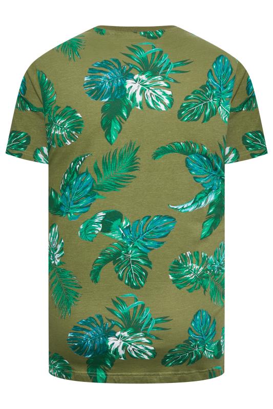 BadRhino Big & Tall Plus Size Mens Khaki Green Tropical Leaf Print T-Shirt | BadRhino  4