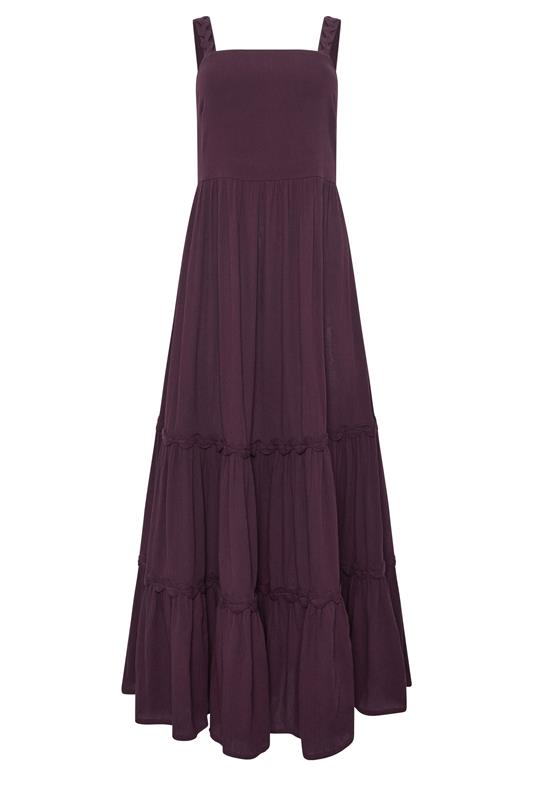 M&Co Berry Purple Woven Swirl Trim Tiered Maxi Dress | M&Co 5