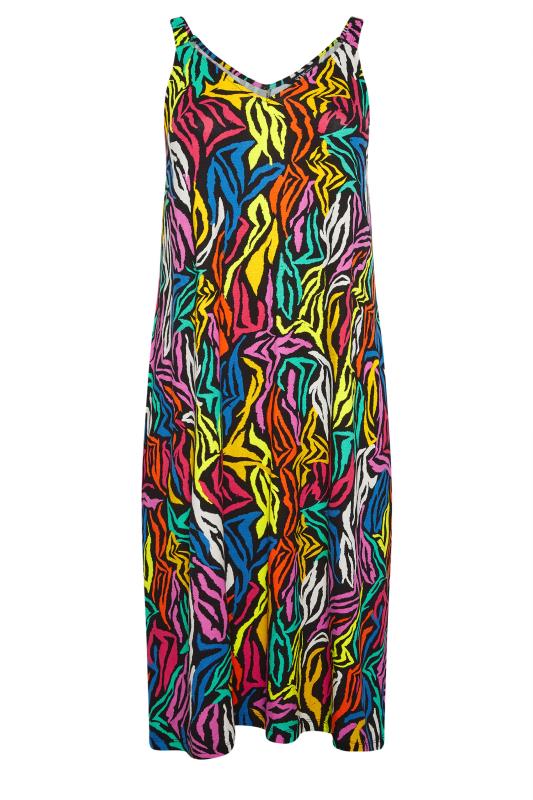 YOURS Plus Size Black Rainbow Zebra Print Beach Dress | Yours Clothing 5