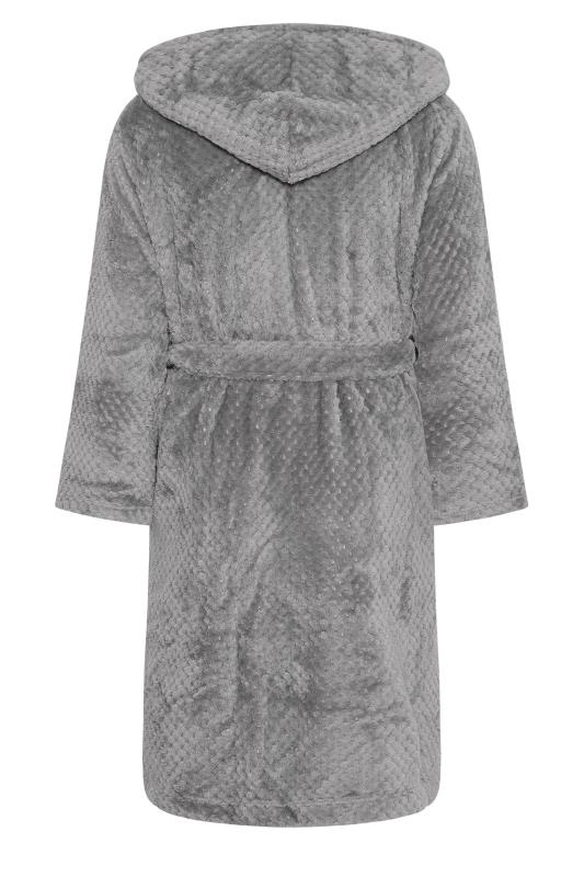 Plus Size Grey Waffle Fleece Hooded Dressing Gown | Yours Clothing 7