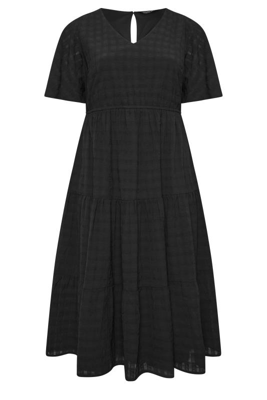 LIMITED COLLECTION Plus Size Black Textured Tiered Smock Dress | Yours Clothing 7