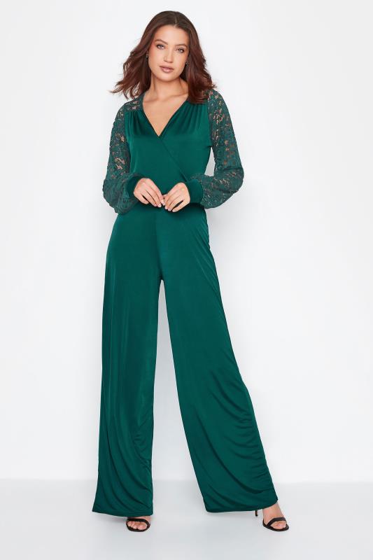 Tall Women's LTS Forest Green Lace Back Jumpsuit | Long Tall Sally 1