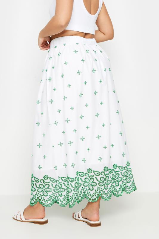 YOURS Plus Size White Floral Broderie Maxi Skirt | Yours Clothing 4