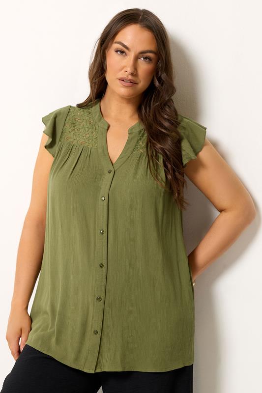  YOURS blusa de ganchillo verde