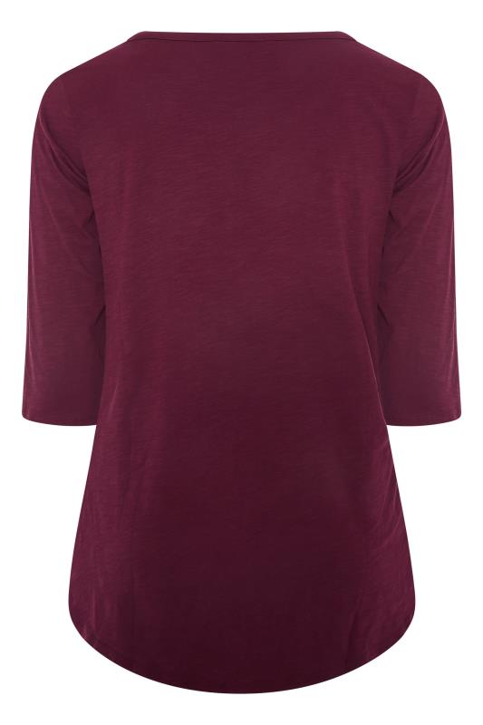 Plus Size Plum Purple Pintuck Henley Top | Yours Clothing 7