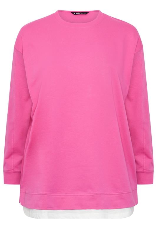 YOURS Plus Size Pink Crew-Neck Jumper | Yours Clothing 5