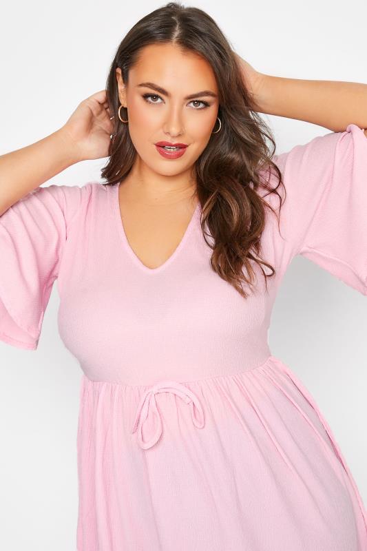 LIMITED COLLECTION Curve Pink Tie Waist Crinkle Top_D.jpg