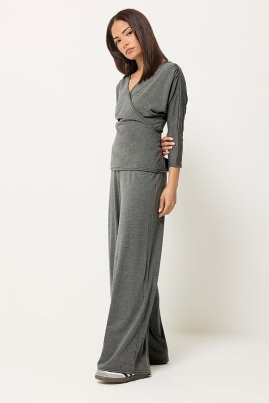PixieGirl Petite Women's Charcoal Grey Wrap Top | PixieGirl 2
