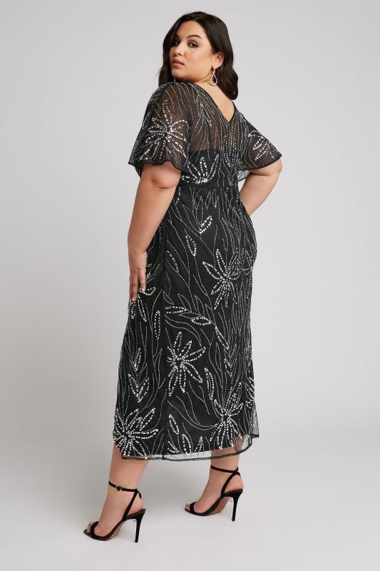 LUXE Plus Size Black Embellished Wrap Maxi Dress | Yours Clothing 4