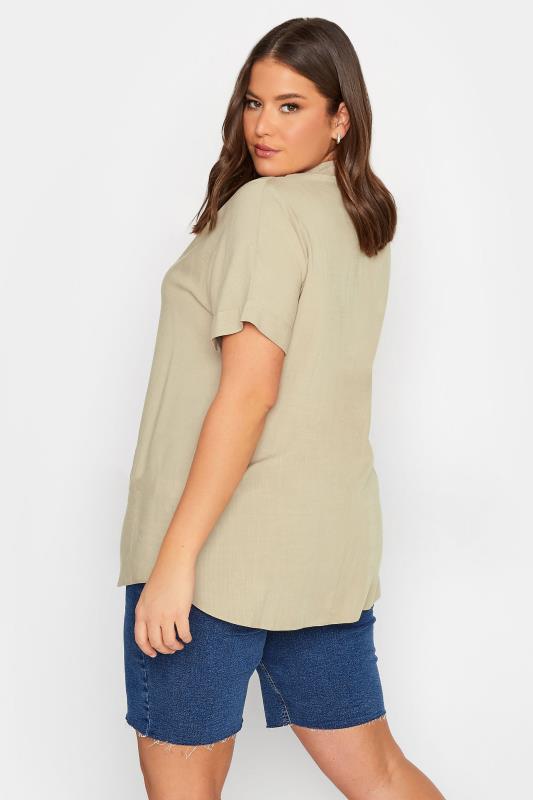 YOURS Plus Size Beige Brown Half Placket Blouse | Yours Clothing 3