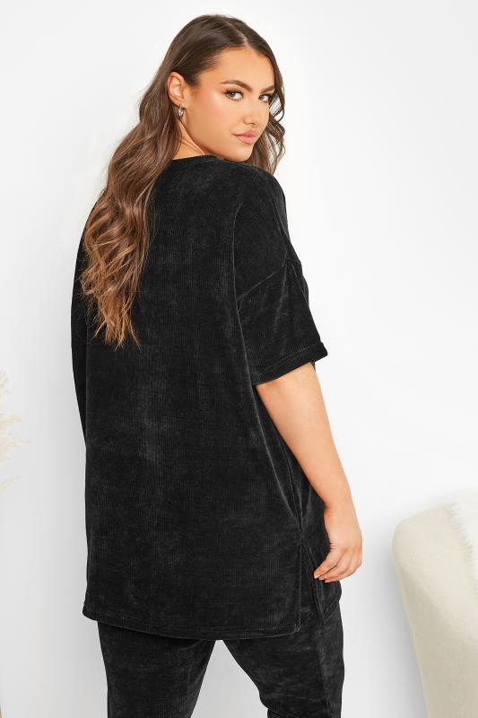 Plus Size Black Chenille Lounge Top | Yours Clothing 3