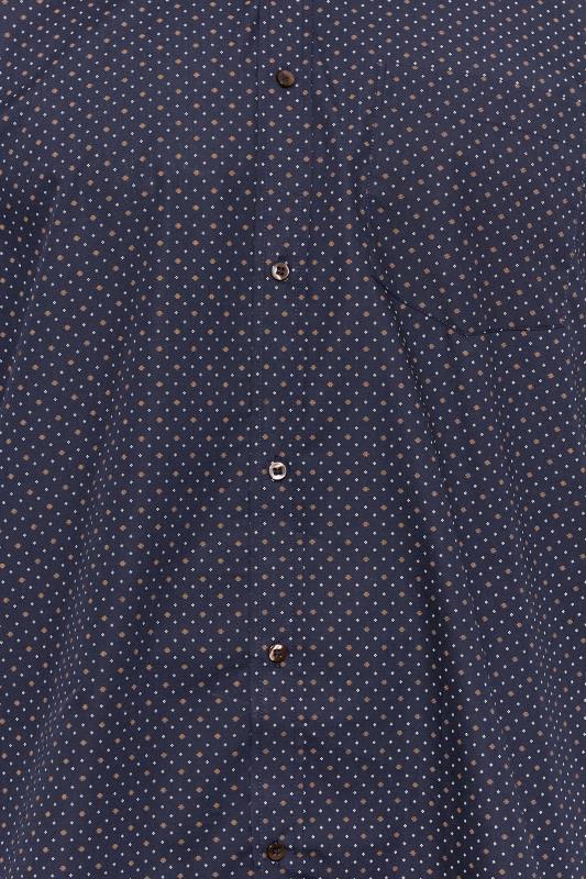 KAM Big & Tall Navy Blue Dobby Spot Print Premium Shirt | BadRhino 2