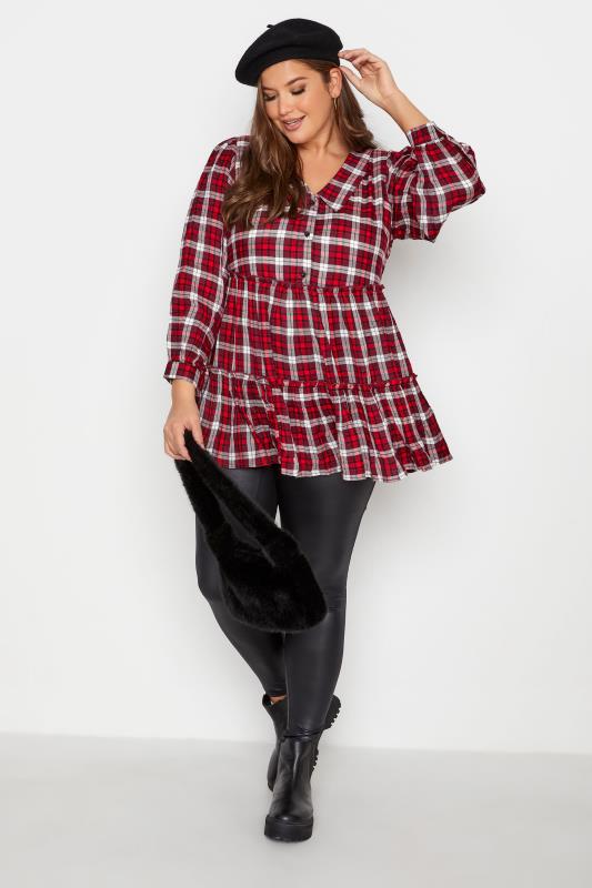 LIMITED COLLECTION Red Check Print Tiered Top_B.jpg