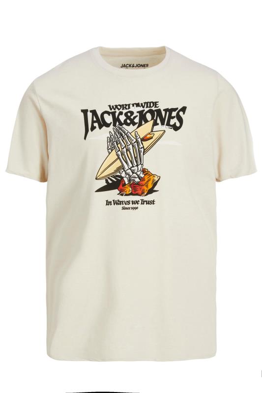 JACK & JONES Big & Tall Cream Skeleton Hand Print T-Shirt | BadRhino 2