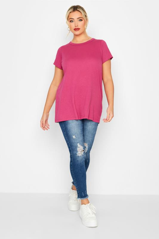 Plus Size Pink Basic T-Shirt | Yours Clothing 2