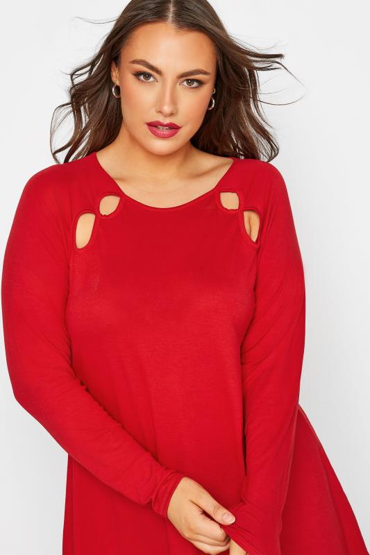LIMITED COLLECTION Plus Size Red Cut Out Raglan T-Shirt | Yours Clothing 4