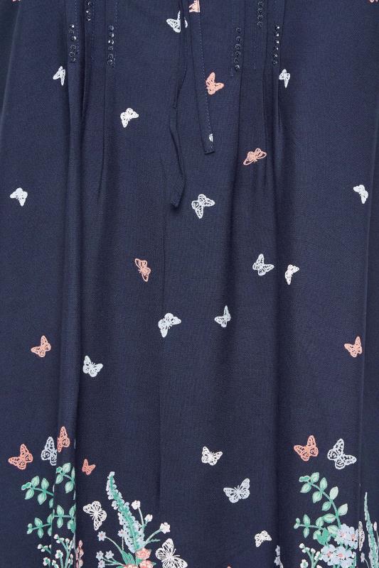 YOURS Plus Size Navy Blue Butterfly Print Blouse | Yours Clothing 5