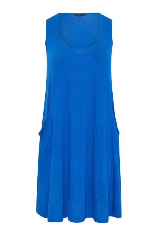 Curve Blue Sleeveless Drape Pocket Midi Dress 6