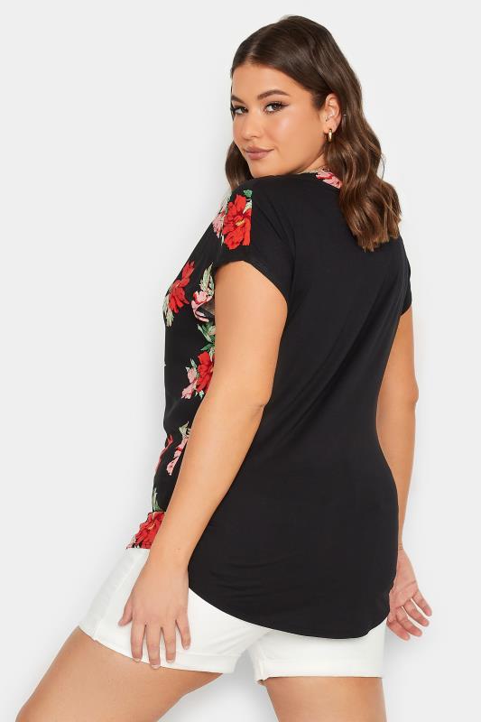 YOURS Curve Plus Size Black Rose Print Blouse | Yours Clothing  3