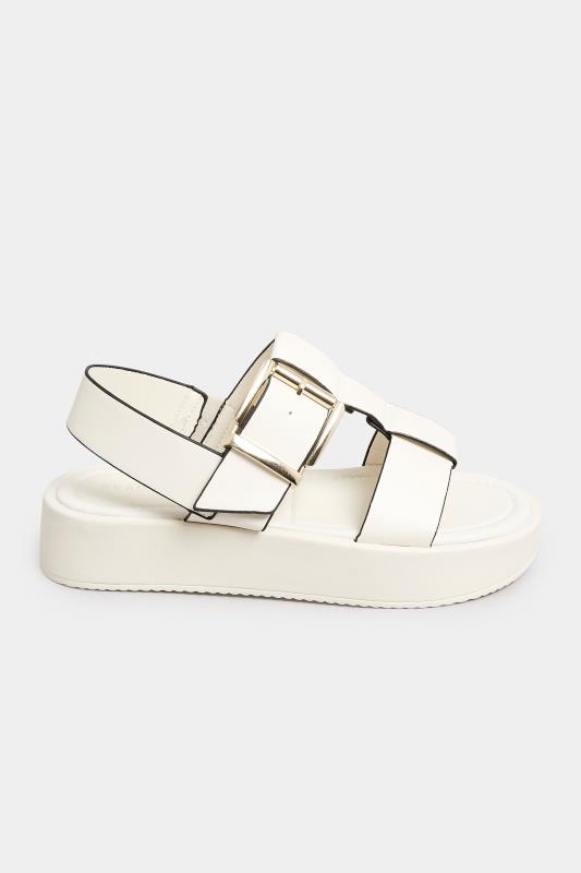 PixieGirl White T-Bar Chunky Flatform Sandals In Standard Fit | PixieGirl 3