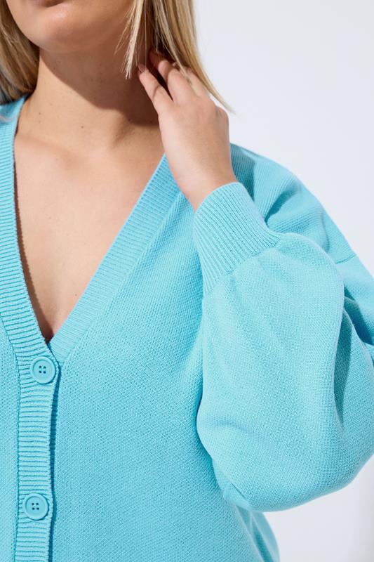 LIMITED COLLECTION Plus Size Light Blue Balloon Sleeve Knitted Cardigan | Yours Clothing 4