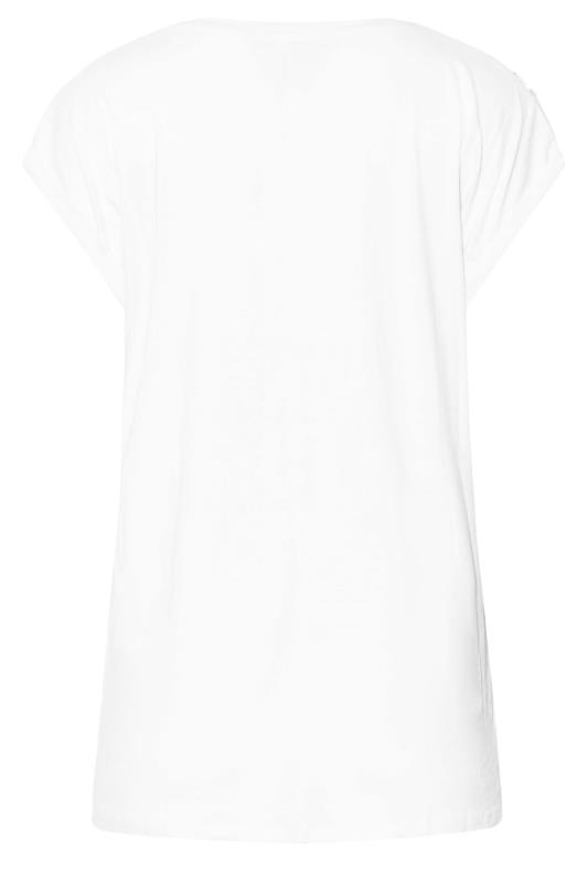 LTS Tall White Crochet Sleeve Detail T-Shirt 7