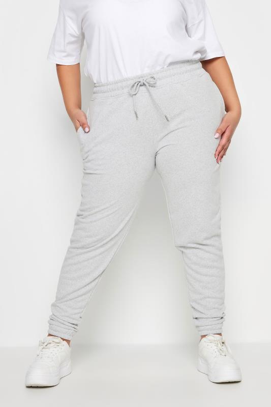 YOURS Plus Size Light Grey Elasticated Joggers | Yours Clothing 1