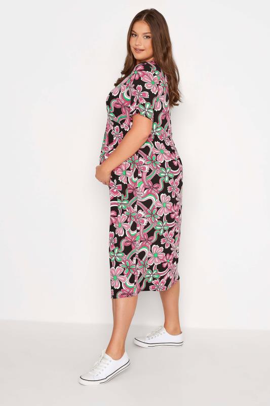 BUMP IT UP MATERNITY Plus Size Black Floral Pocket Dress | Yours Clothing 3