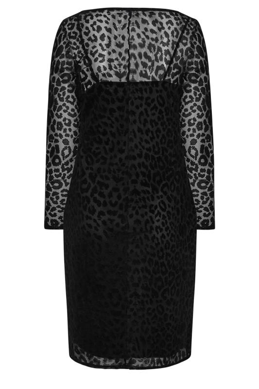 YOURS LONDON Curve Black Flocked Animal Print Mesh Dress 7