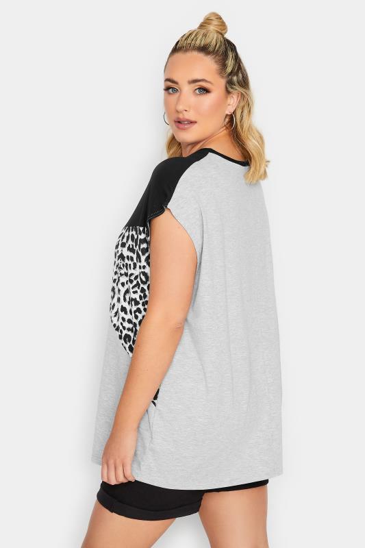 LIMITED COLLECTION Plus Size Black Leopard Print Colour Block T-Shirt | Yours Clothing  5