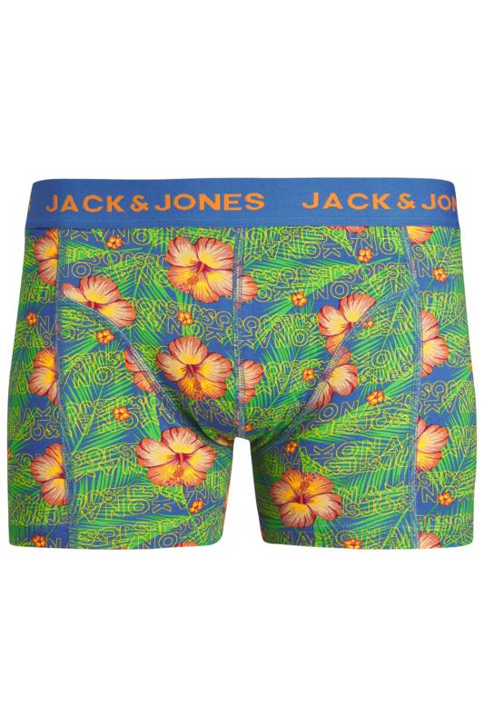 JACK & JONES Big & Tall 3 PACK Blue & Orange Hawaiian Print Trunks | BadRhino 8