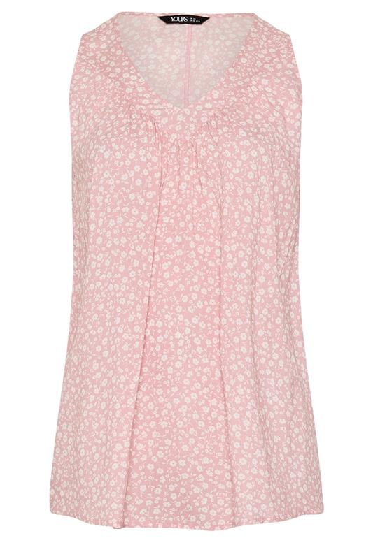 YOURS Plus Size Pink Ditsy Floral Vest Top | Yours Clothing 5